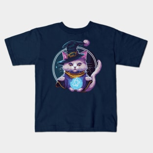 Wizard Cat Ponders The Orb Kids T-Shirt